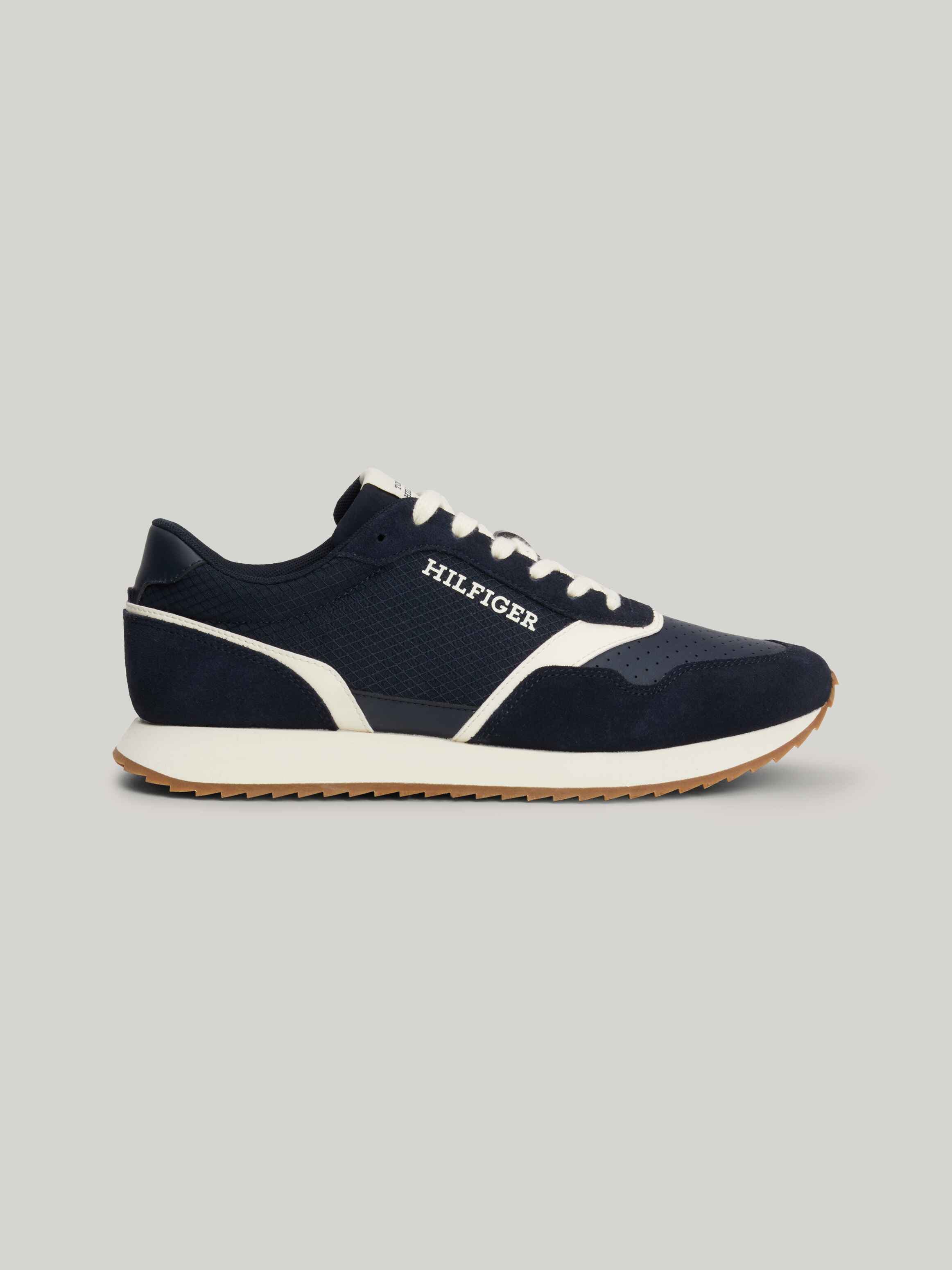 Leather Mixed Texture Runner Trainers