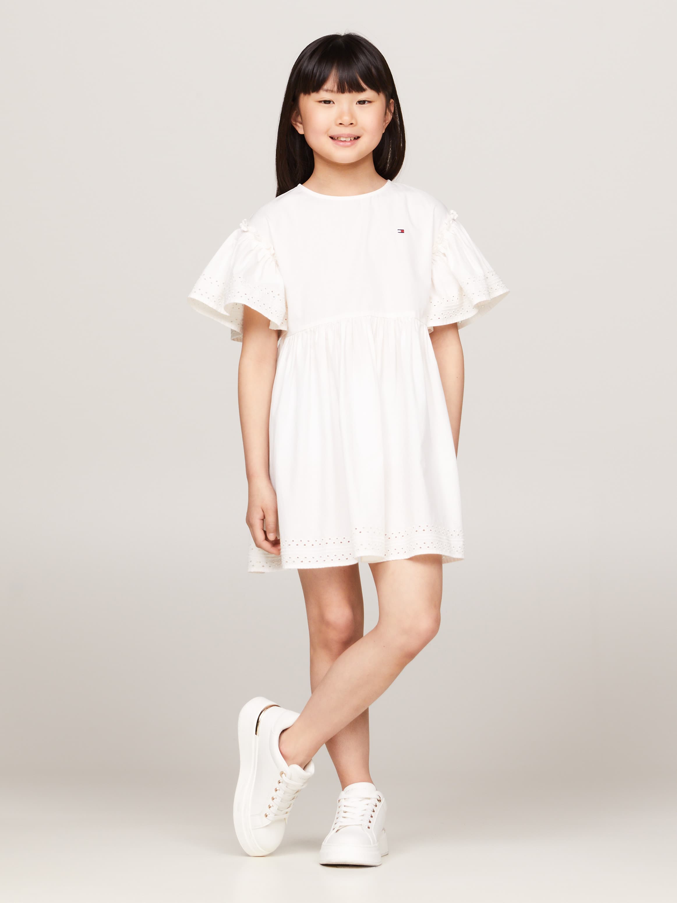 Broderie Anglaise Bell Sleeve Flare Dress