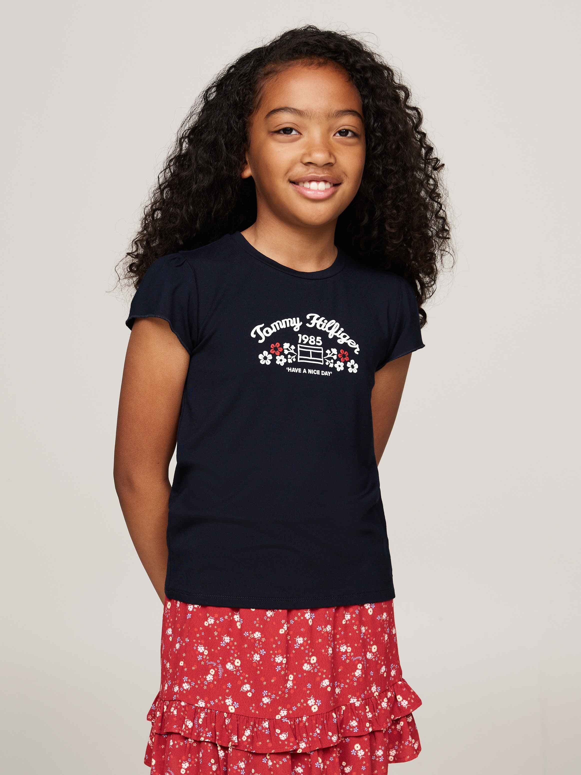 Floral Logo Print Slim Fit T-Shirt
