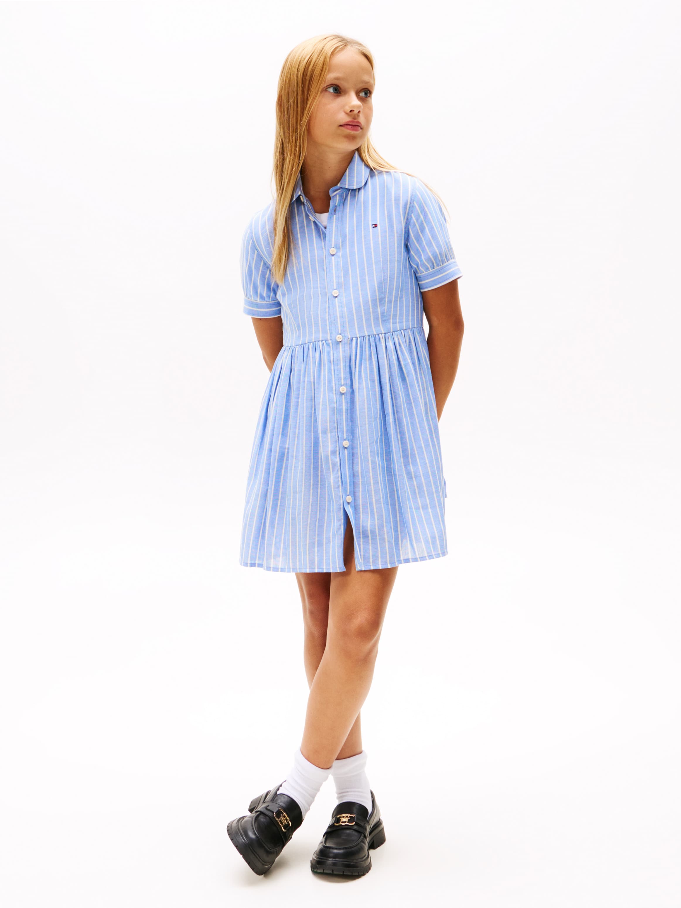 Stripe Short Sleeve Shirt Dress