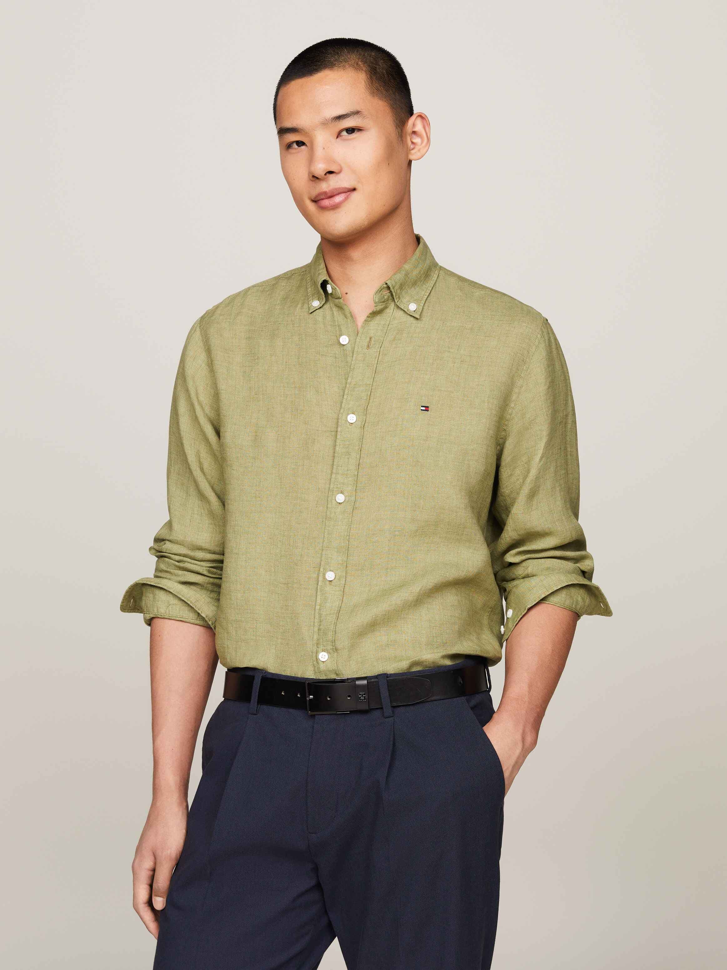 Pigment Dyed Linen Regular Fit Shirt