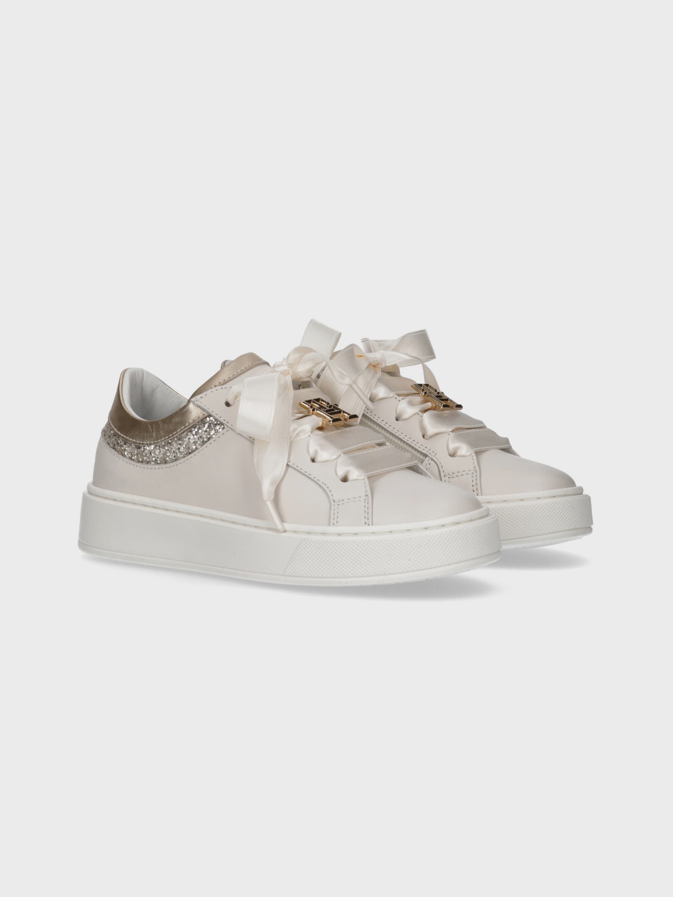 Glitter Trim Lace up Sneakers
