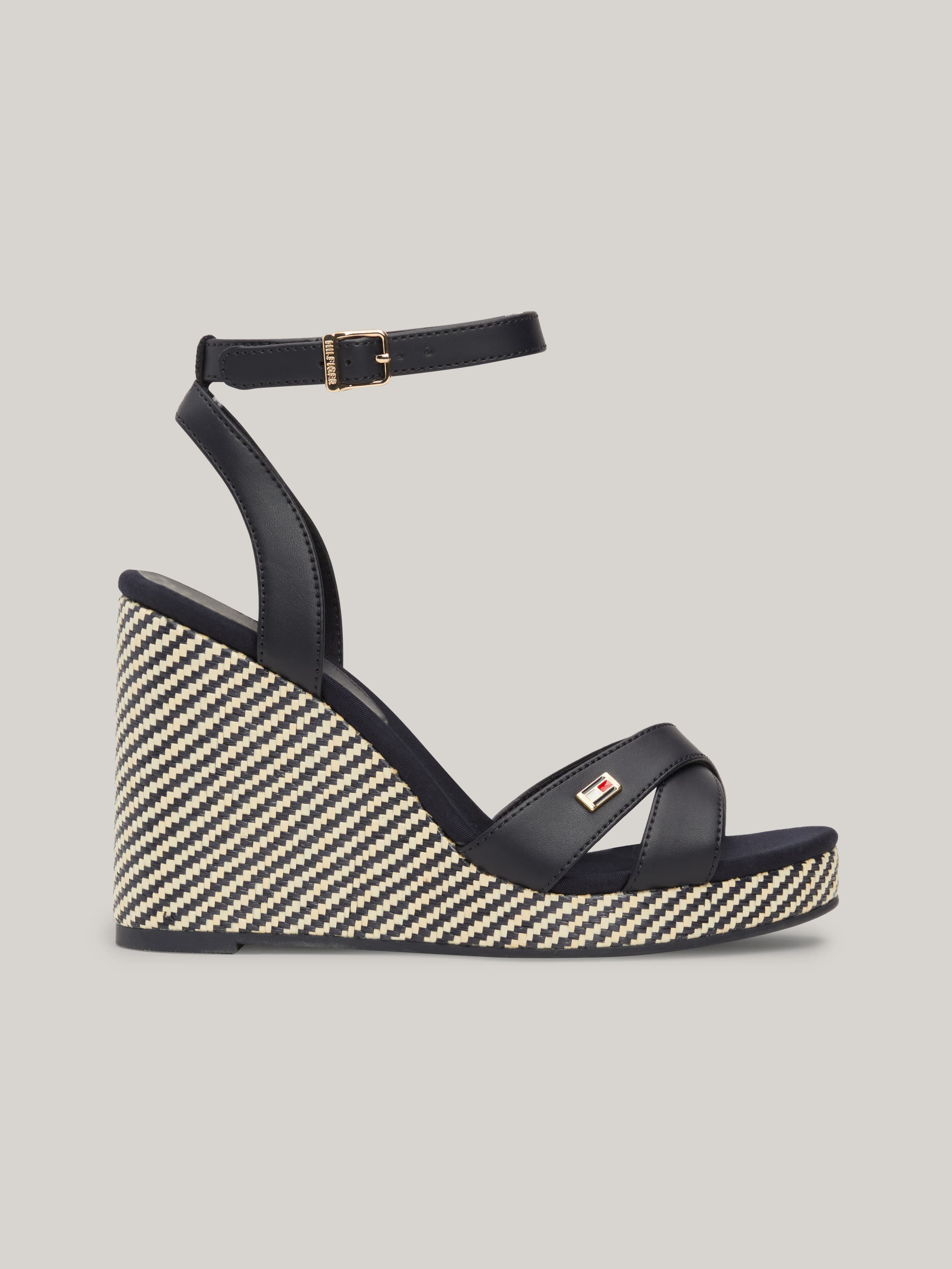 Raffia Jagged Stripe Wedge Sandals