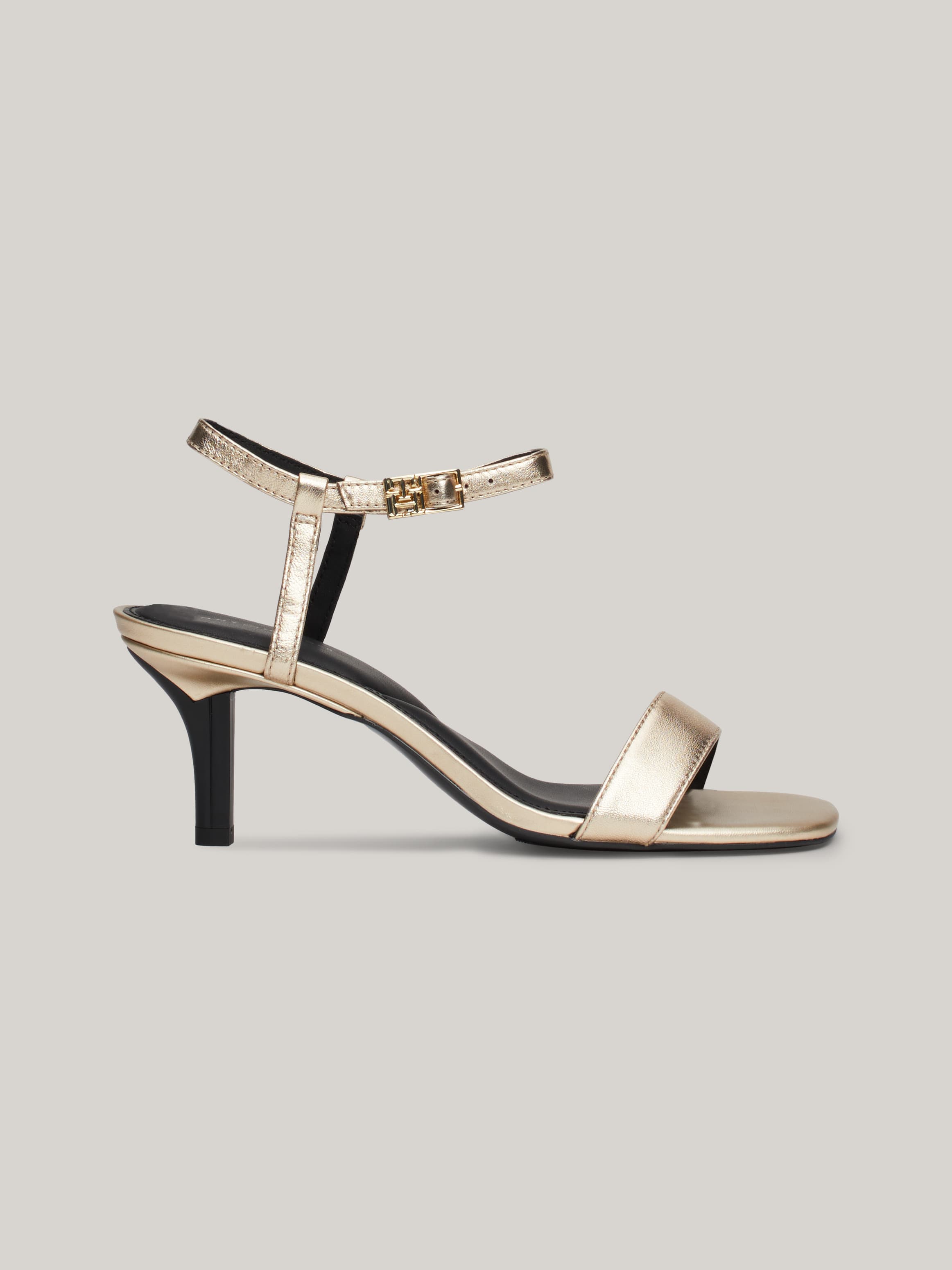 Metallic Leather Stiletto Heel Sandals