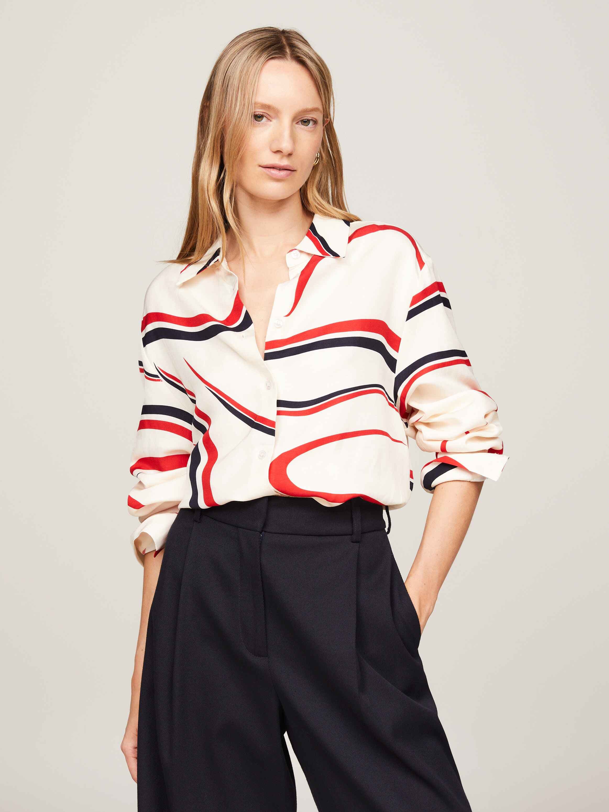 Ribbon Print Relaxed Shirt