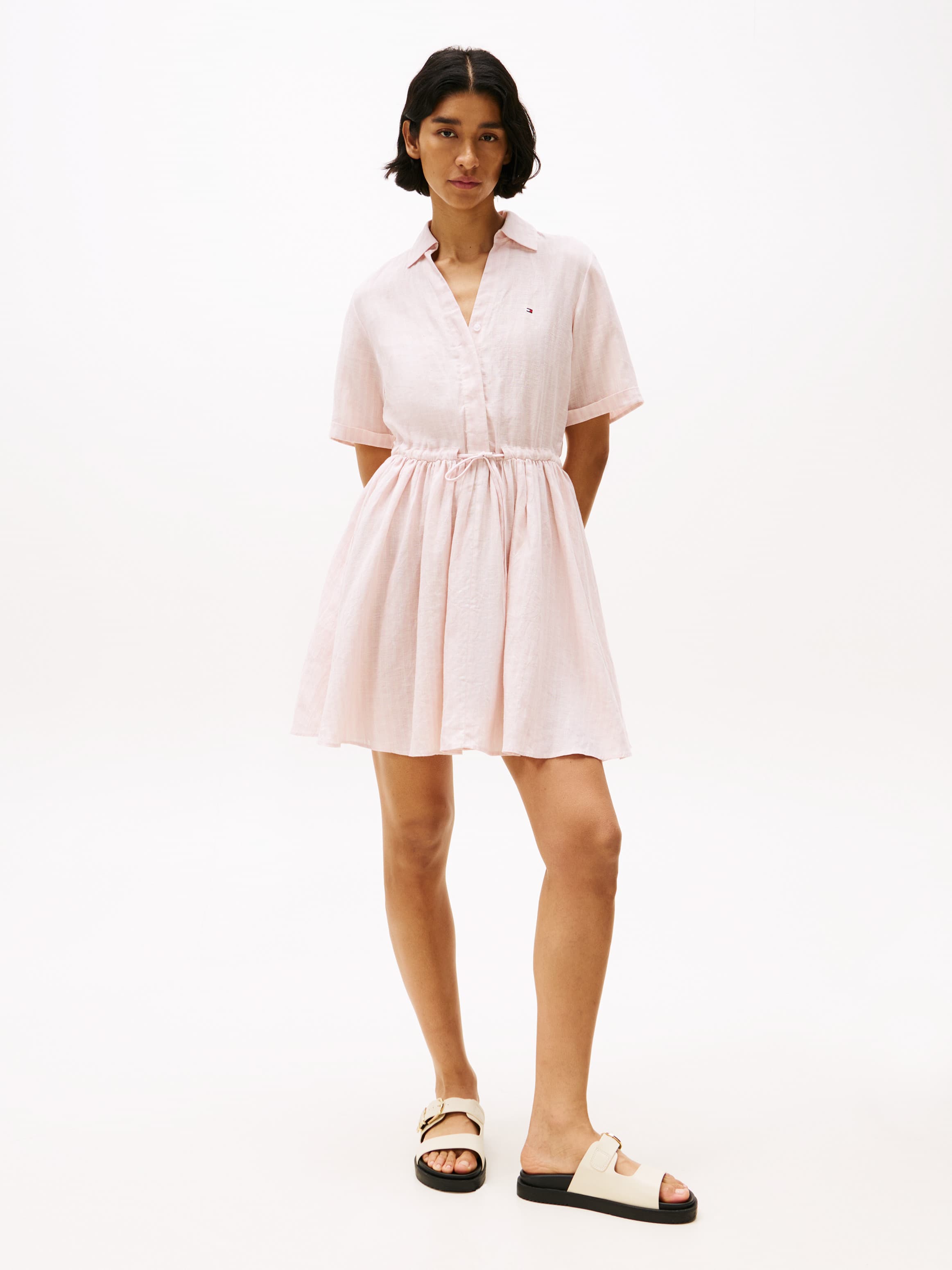 Pure Linen Mini Shirt Dress