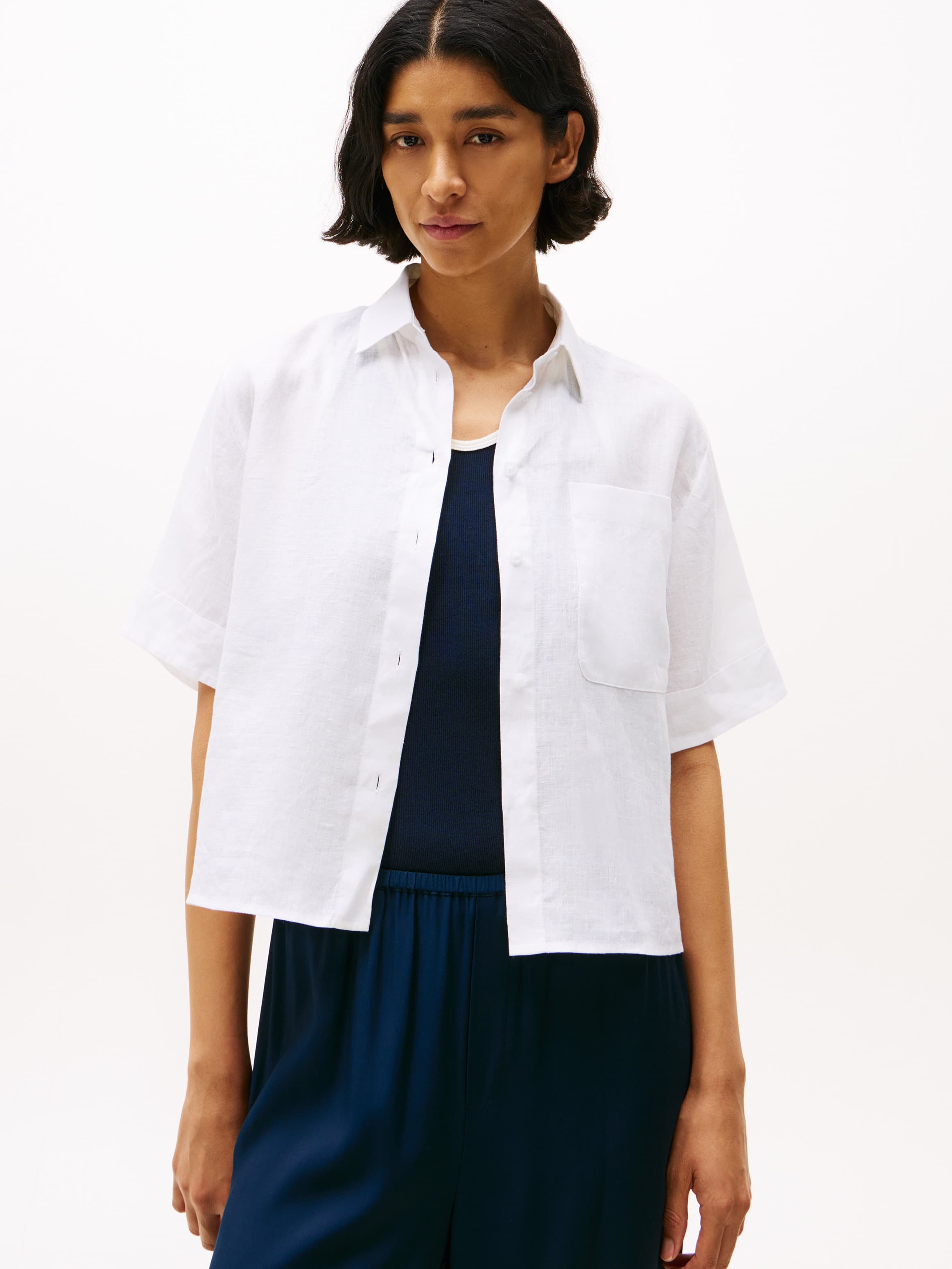 Relaxed Fit Short Sleeve Linen Shirt