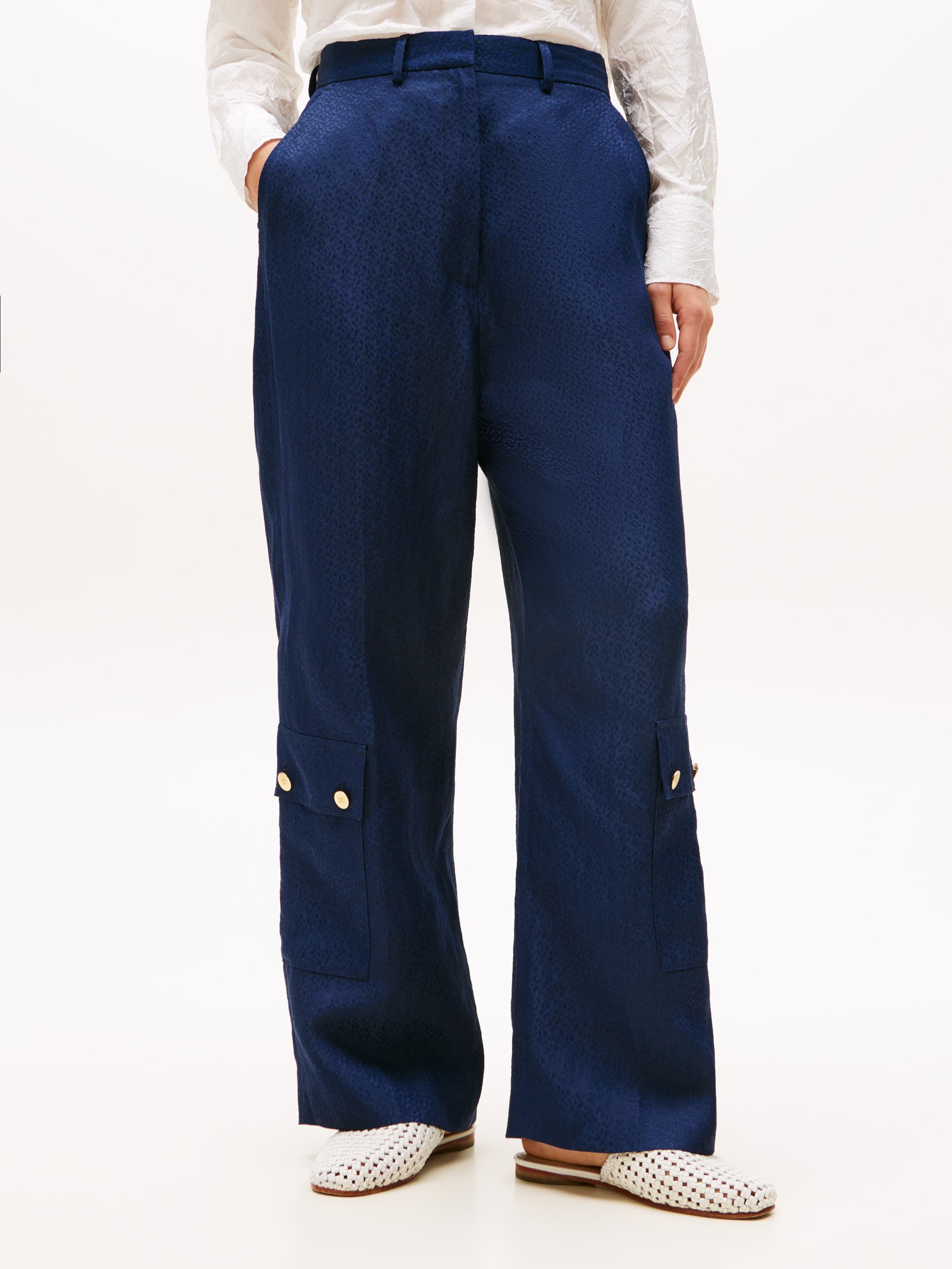 The Runway Collection Linen Blend Cargo Trousers